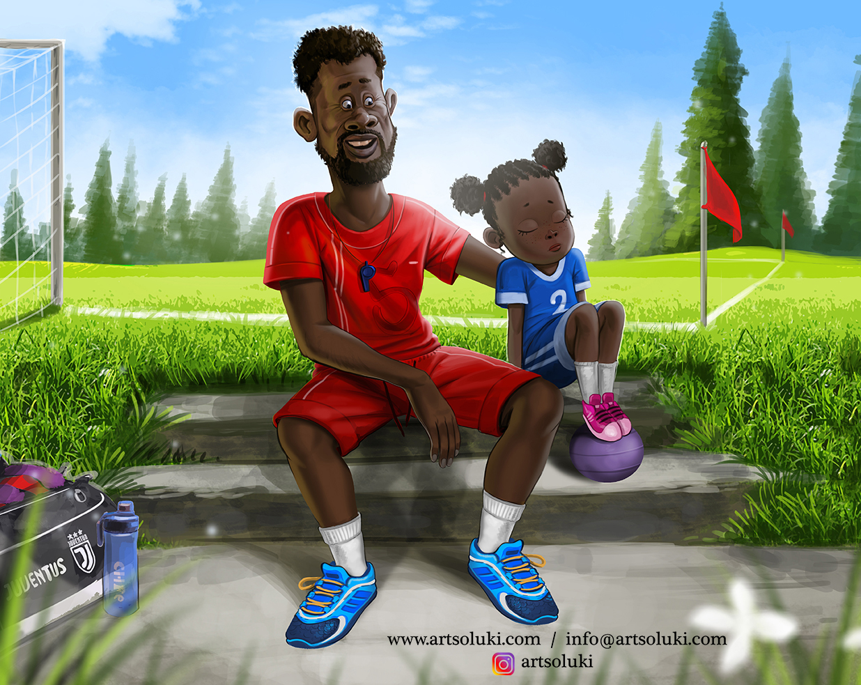 sports father and girl